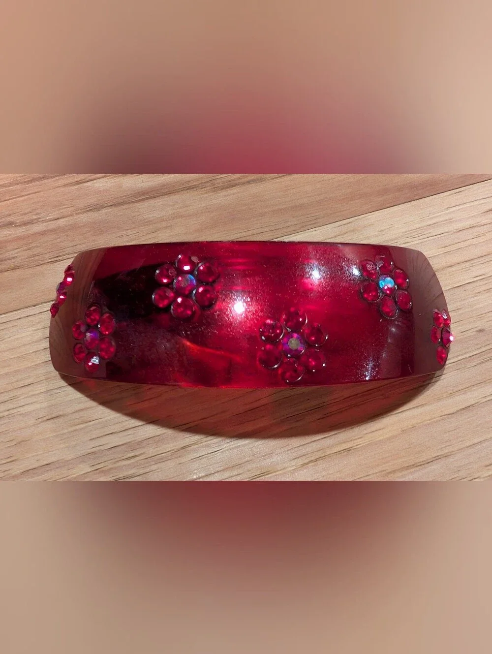 Red Floral Resin Barrette- Women Accessories